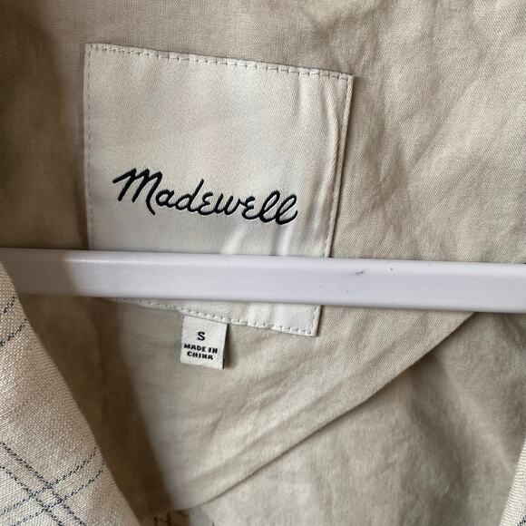 Madewell Dorset Blazer Womens Jacket Windowpane Plaid Linen Size Small - Picture 3 of 9